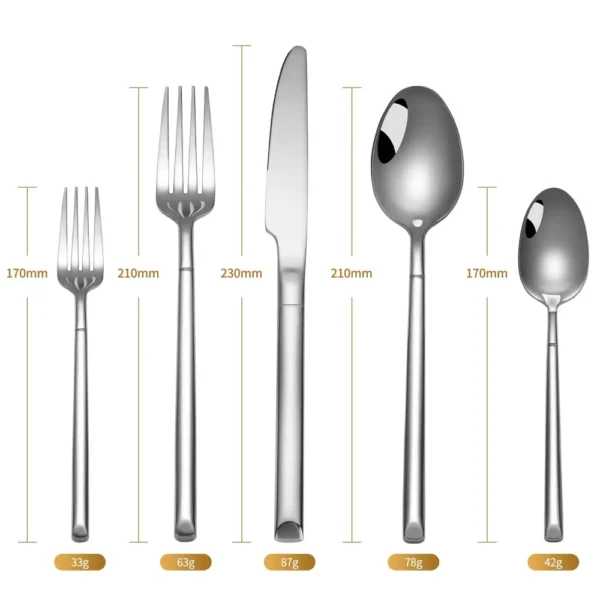 5-piece flatware set dimensions