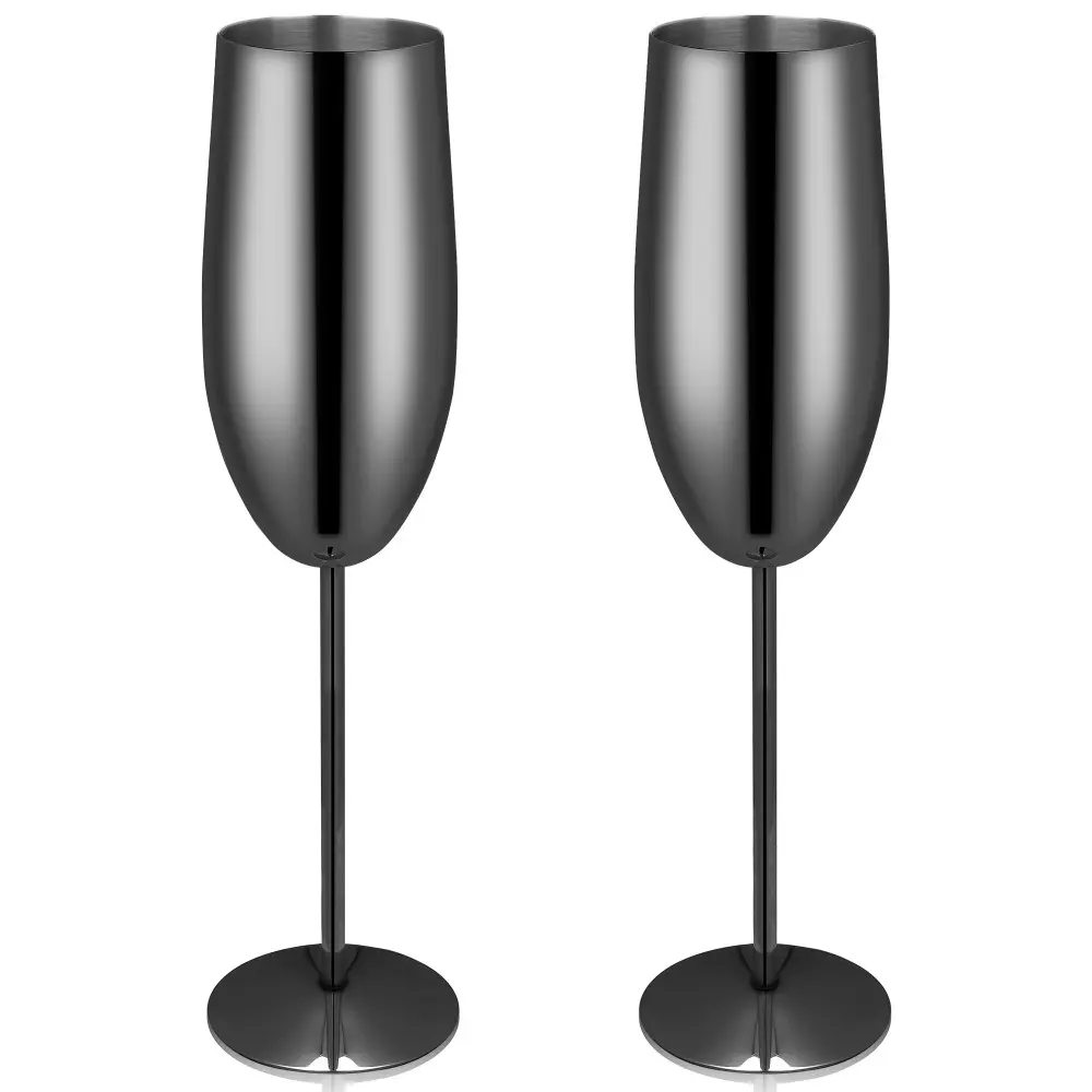black champagne glasses