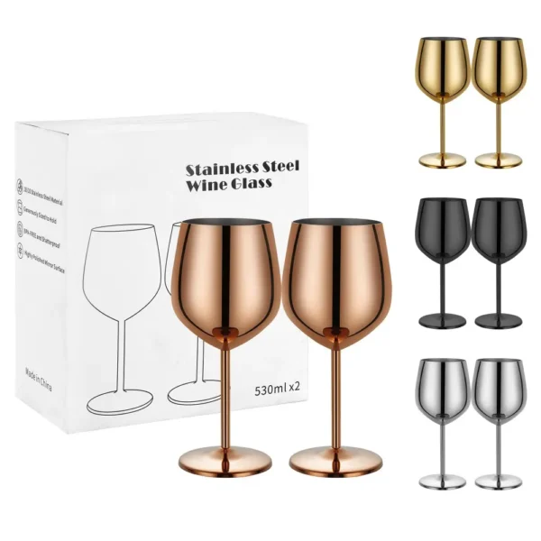 bulk stainless steel wine glasses (10)