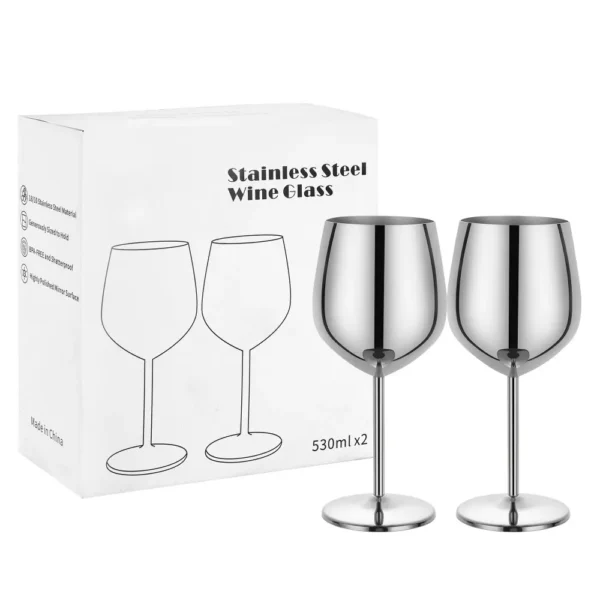 bulk stainless steel wine glasses (6)