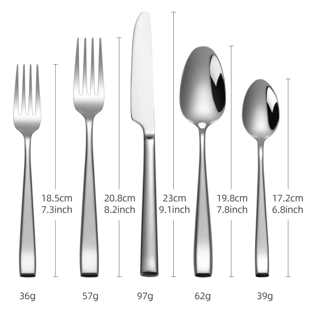 silver cultery set dimension