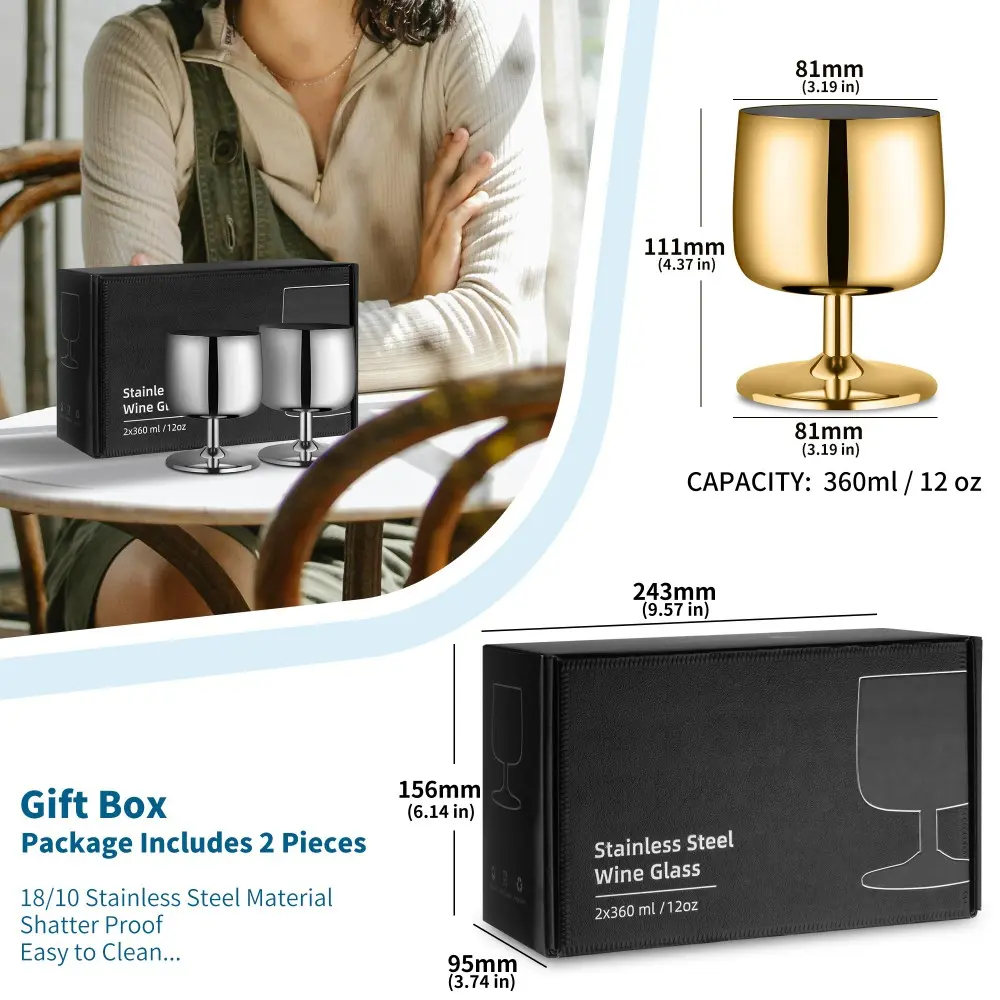 stainless steel wine glass size